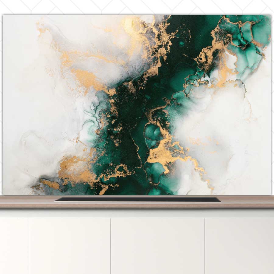 Spatscherm - Marmer Groen-Goud