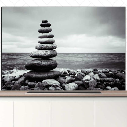 Spatscherm - Stenen in balans