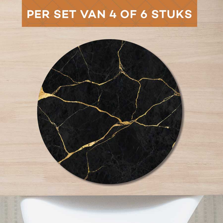 Placemat - Marmer Zwart-Goud