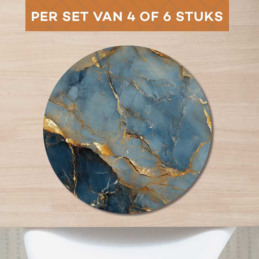Placemat - Marmer Blauw-Goud