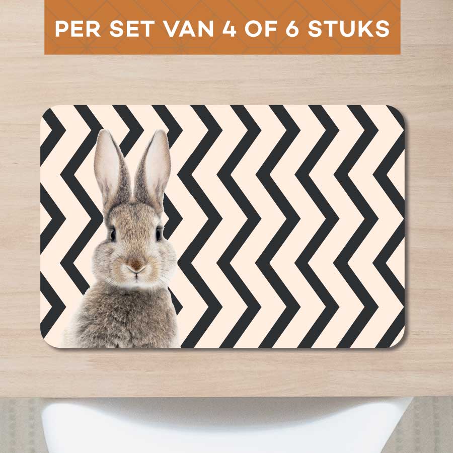 Placemat - Funny konijn zigzag