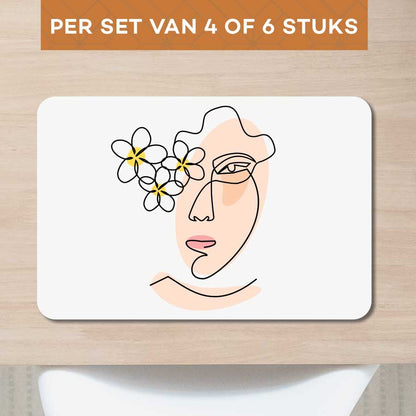 Placemat - Vrouw met bloemen