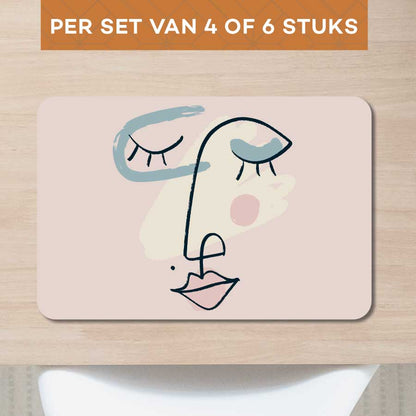 Placemat - Minimalistisch vrouwengezicht