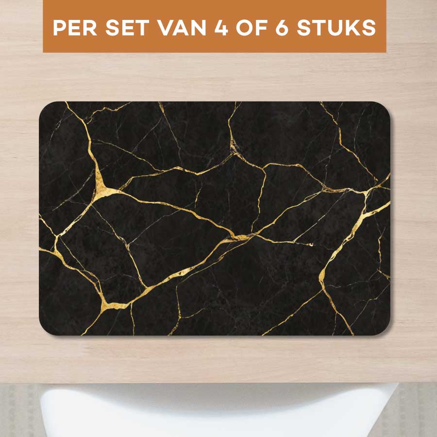 Placemat - Marmer Zwart-Goud