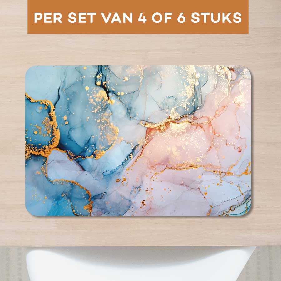 Placemat - Marmer Blauw-Roze