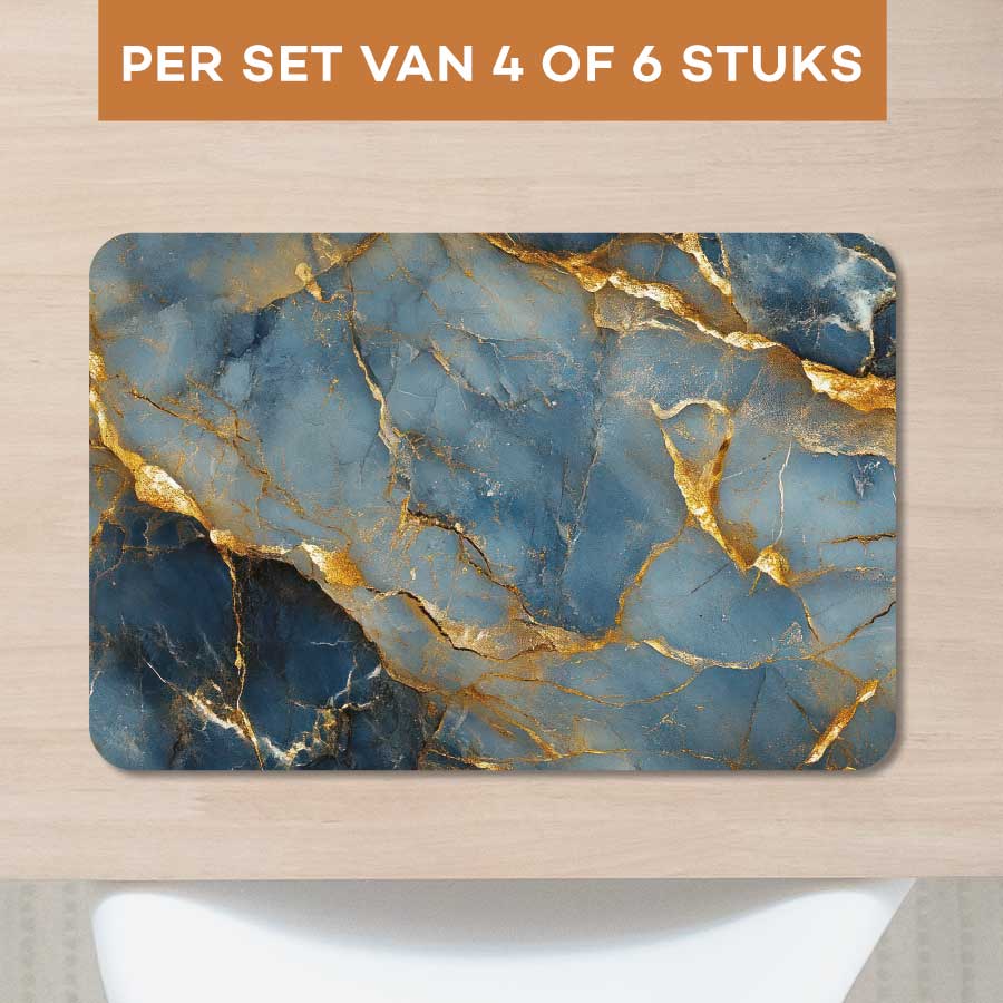 Placemat - Marmer Blauw-Goud