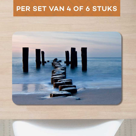 Placemat - Golfbreker op het strand