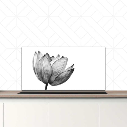 Spatscherm - Lotus in zwart-wit