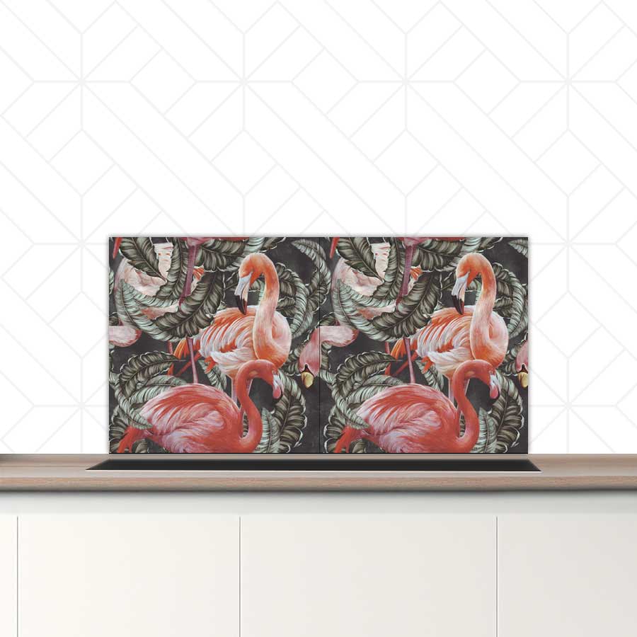 Spatscherm - Tropische flamingo’s