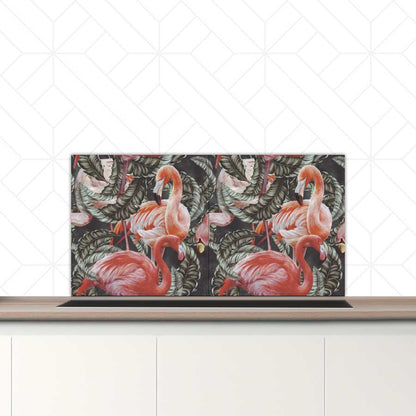 Spatscherm - Tropische flamingo’s