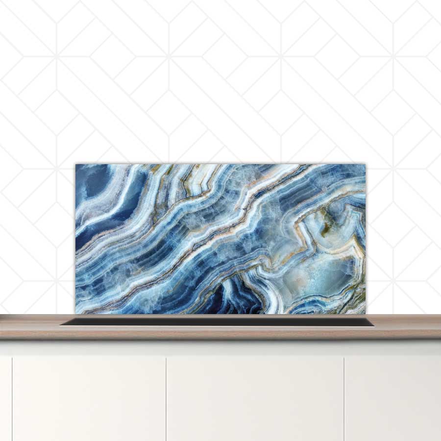 Spatscherm - Marmer natuurlijk blauw