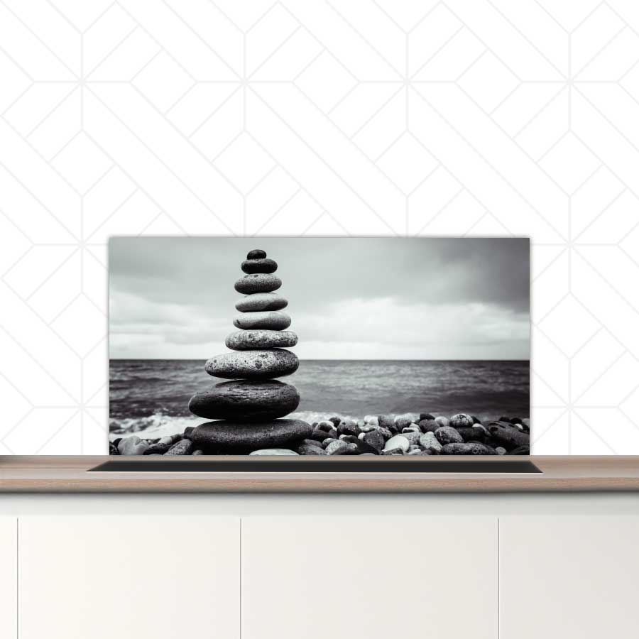 Spatscherm - Stenen in balans