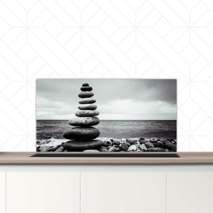 Spatscherm - Stenen in balans