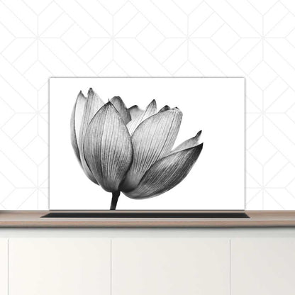 Spatscherm - Lotus in zwart-wit