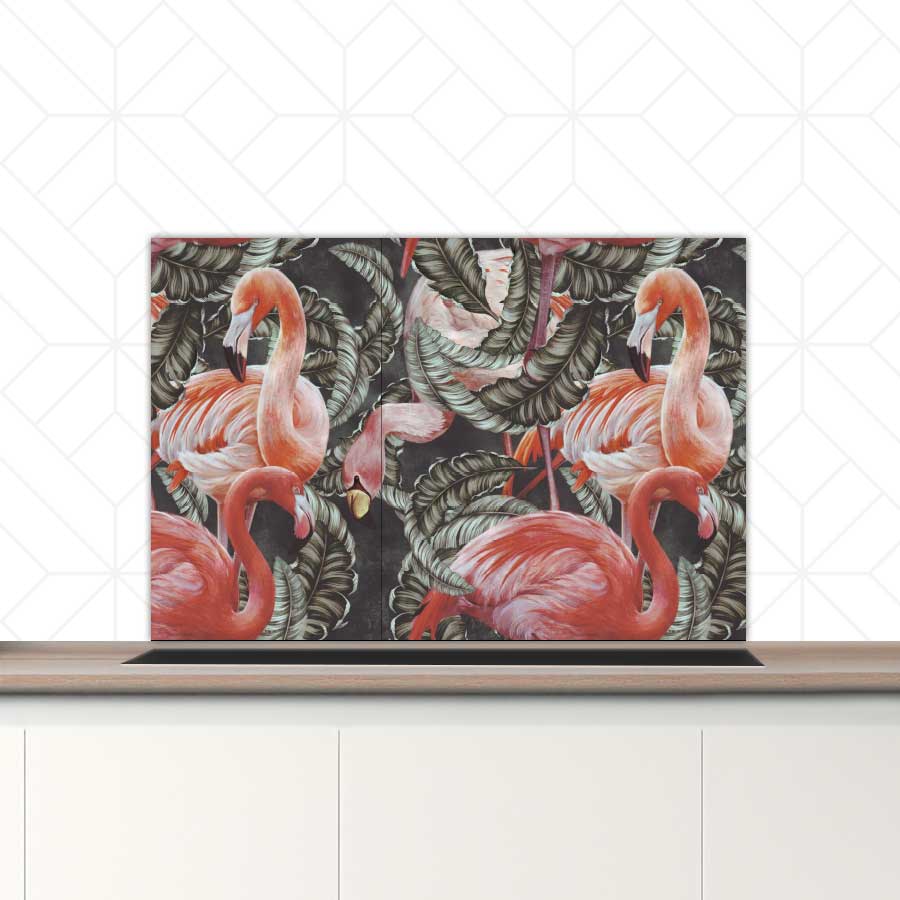 Spatscherm - Tropische flamingo’s