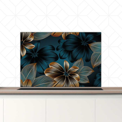 Spatscherm - Gouden bloemen