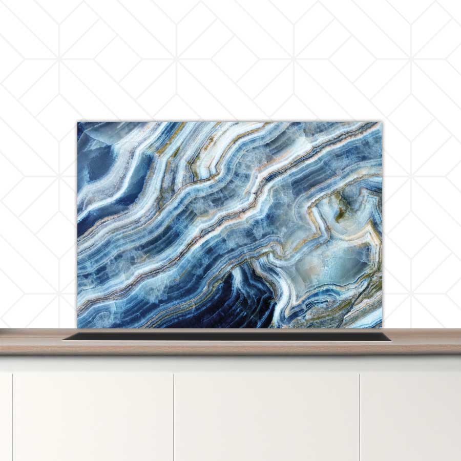 Spatscherm - Marmer natuurlijk blauw