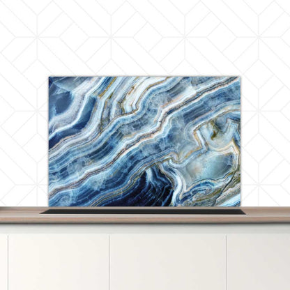 Spatscherm - Marmer natuurlijk blauw