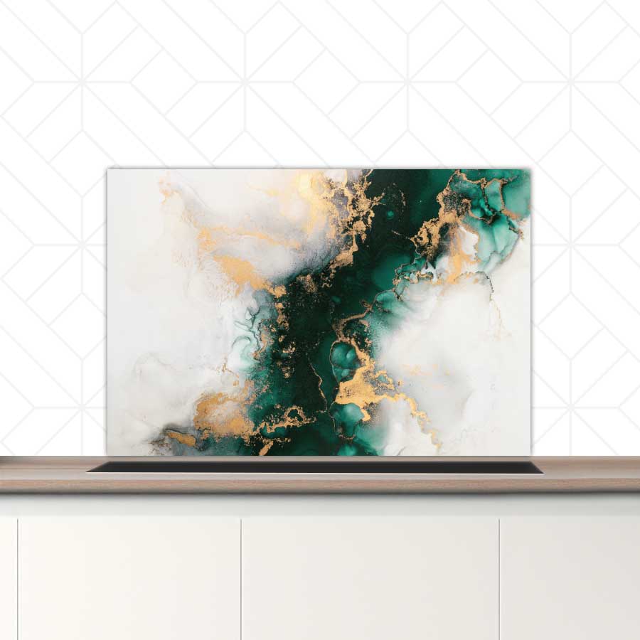 Spatscherm - Marmer Groen-Goud