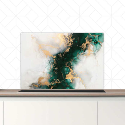 Spatscherm - Marmer Groen-Goud