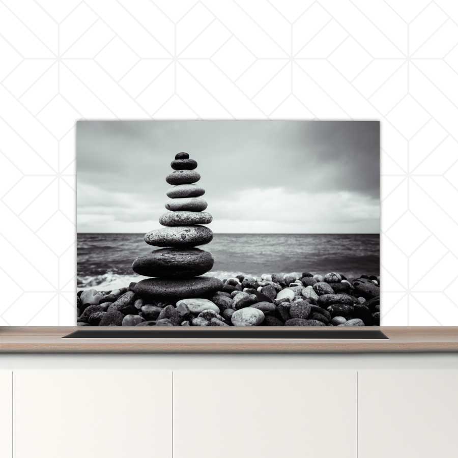 Spatscherm - Stenen in balans