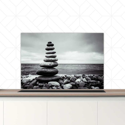 Spatscherm - Stenen in balans