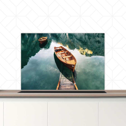 Spatscherm - Boten op een meer