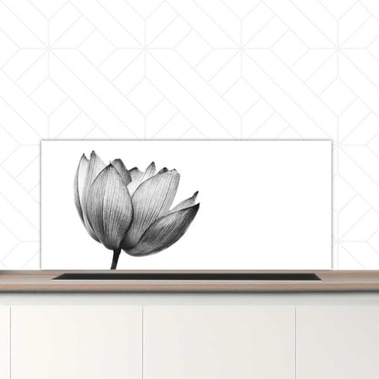 Spatscherm - Lotus in zwart-wit