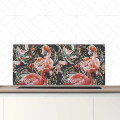 Spatscherm - Tropische flamingo’s