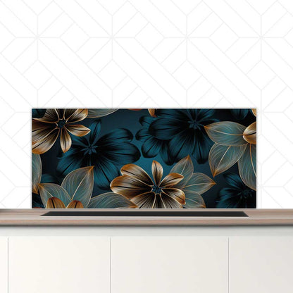 Spatscherm - Gouden bloemen