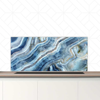 Spatscherm - Marmer natuurlijk blauw