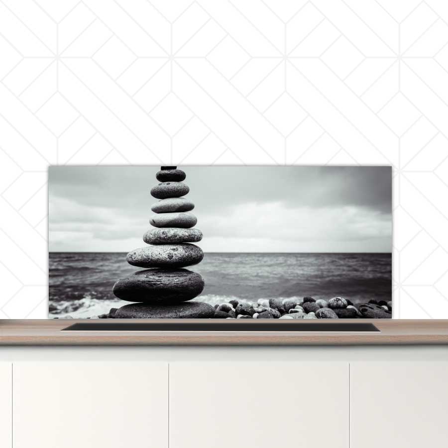 Spatscherm - Stenen in balans