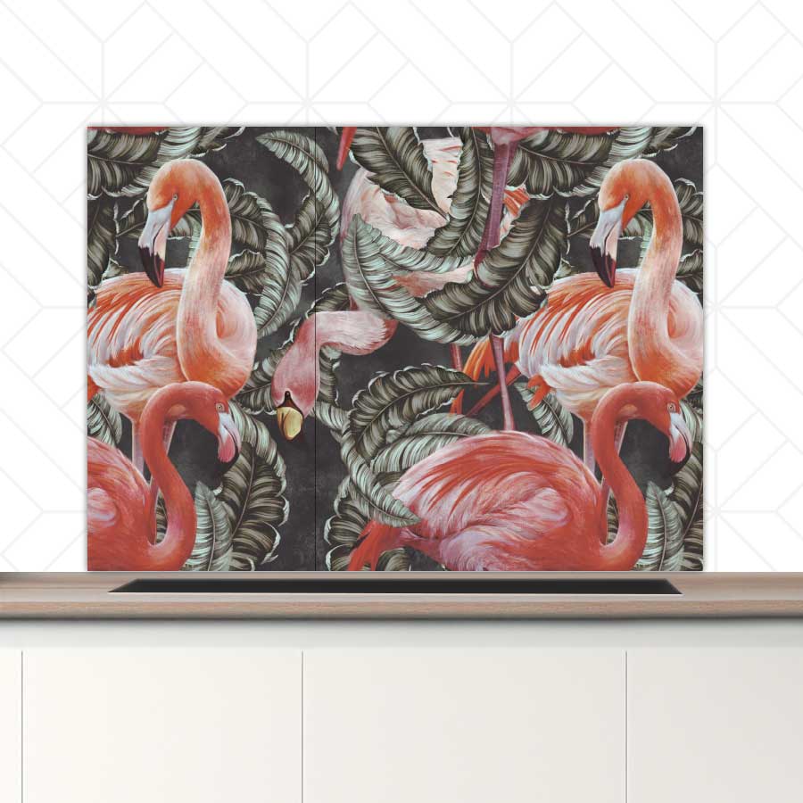 Spatscherm - Tropische flamingo’s