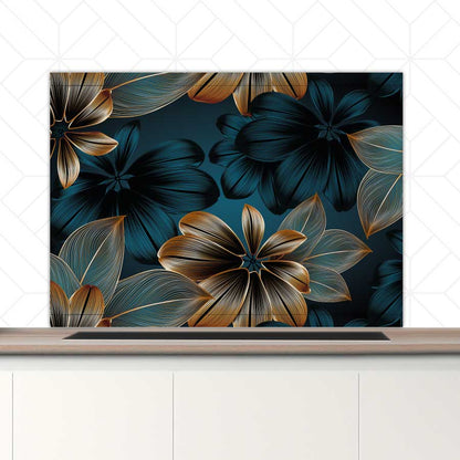 Spatscherm - Gouden bloemen