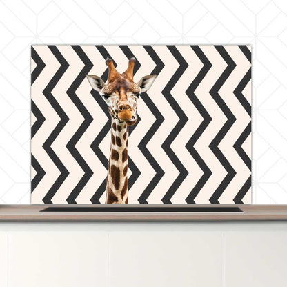 Spatscherm - Funny giraf zigzag