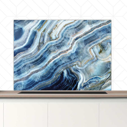 Spatscherm - Marmer natuurlijk blauw