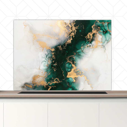 Spatscherm - Marmer Groen-Goud