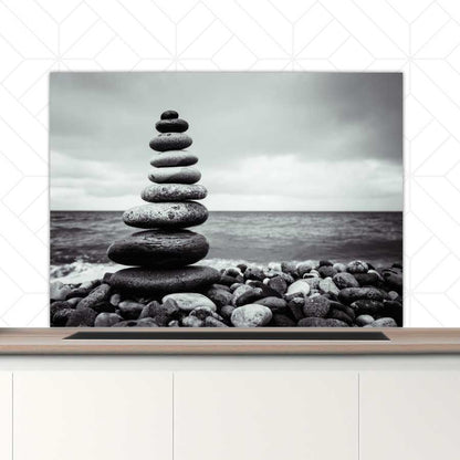 Spatscherm - Stenen in balans