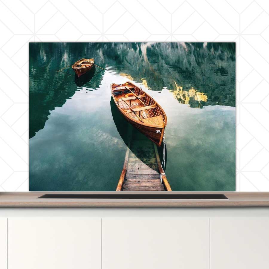 Spatscherm - Boten op een meer