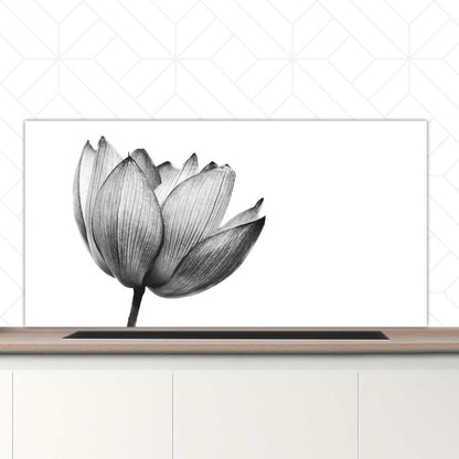 Spatscherm - Lotus in zwart-wit