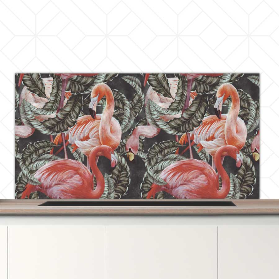 Spatscherm - Tropische flamingo’s