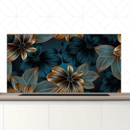 Spatscherm - Gouden bloemen