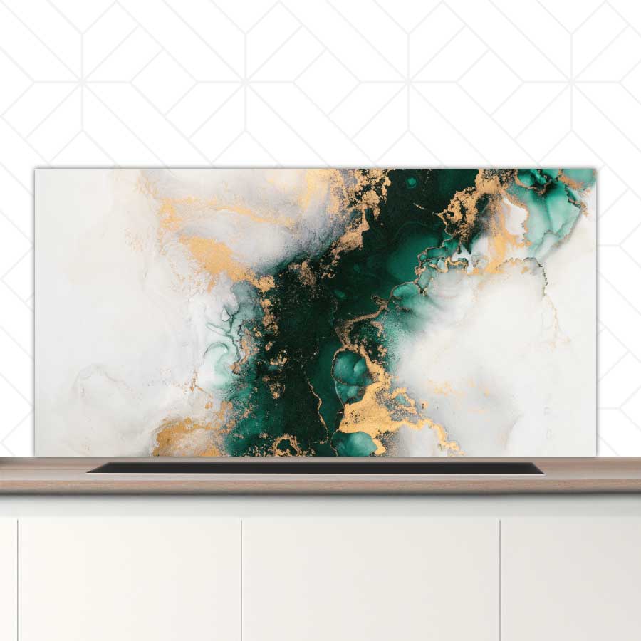 Spatscherm - Marmer Groen-Goud