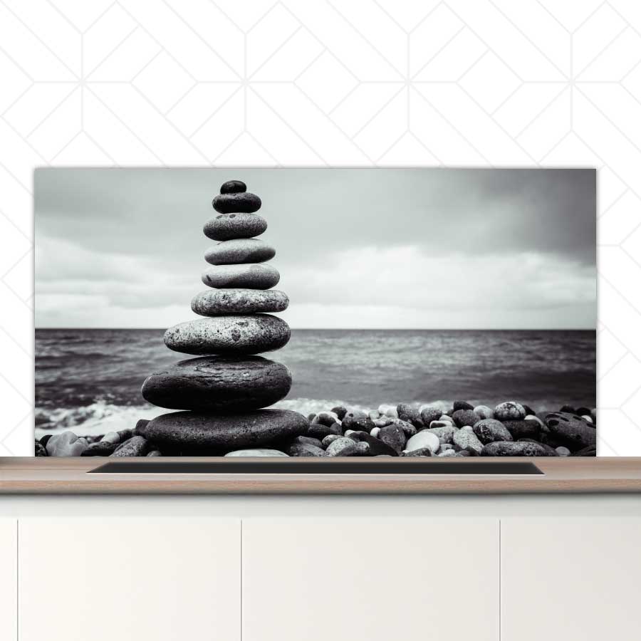 Spatscherm - Stenen in balans