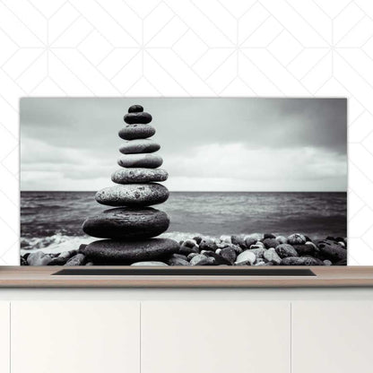 Spatscherm - Stenen in balans