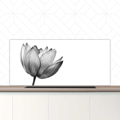Spatscherm - Lotus in zwart-wit