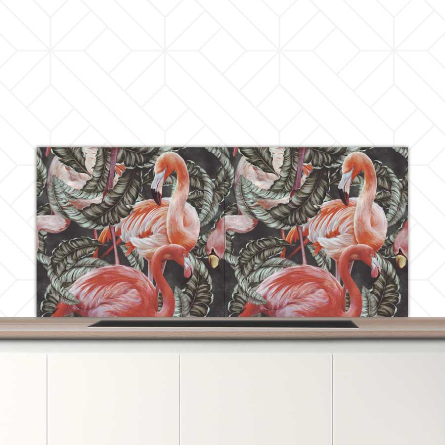 Spatscherm - Tropische flamingo’s