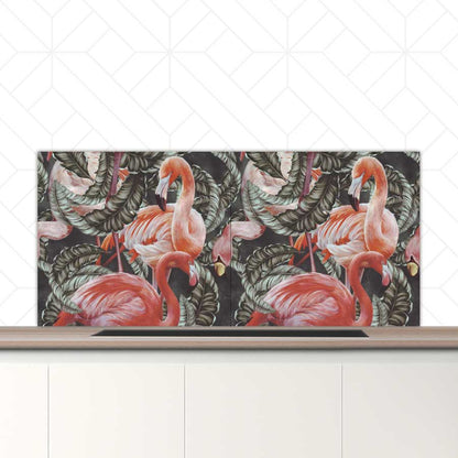 Spatscherm - Tropische flamingo’s