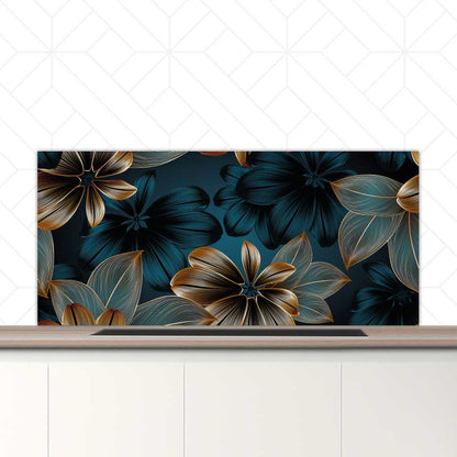 Spatscherm - Gouden bloemen