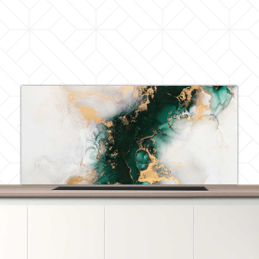 Spatscherm - Marmer Groen-Goud